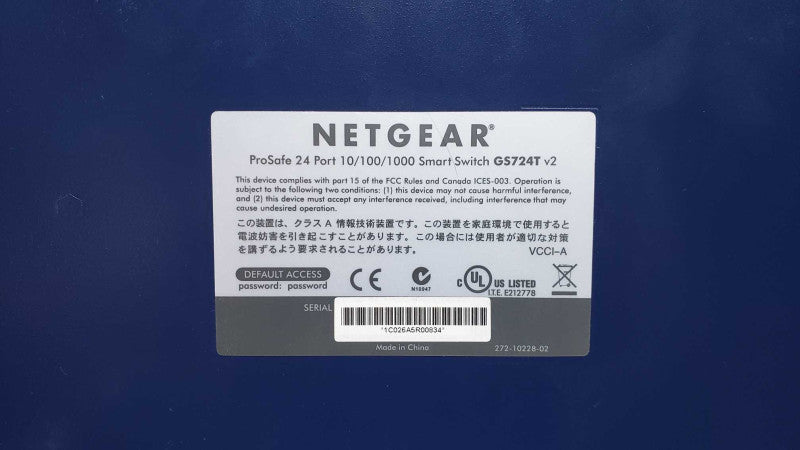 Netgear GS724T v2 Prosafe 24port 10/100/1000 Mbps [