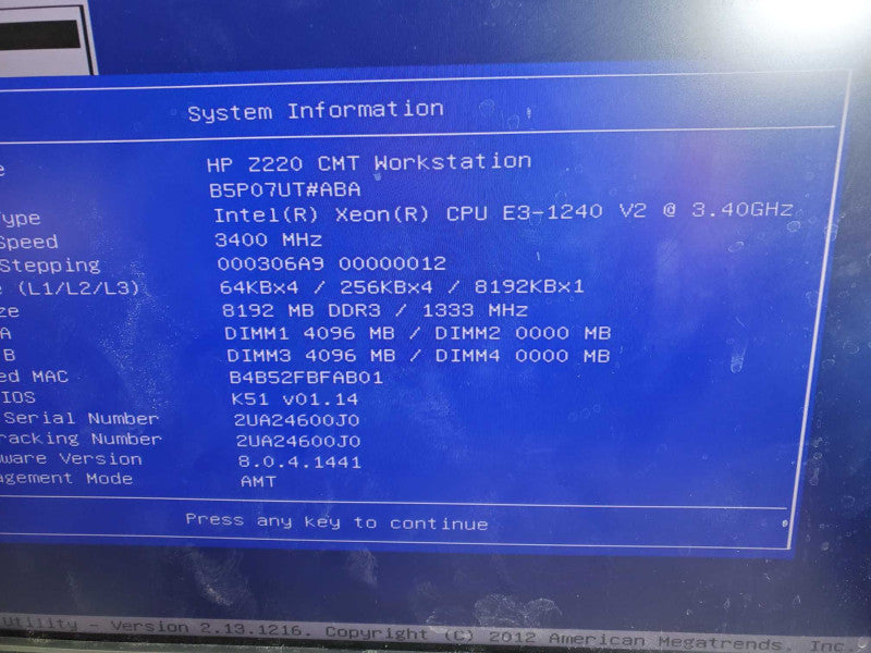 HP Workstation Z220 Xeon E3-1240v2 3.4GHz 320GB HDD 8GB RAM Quadro 2000 )