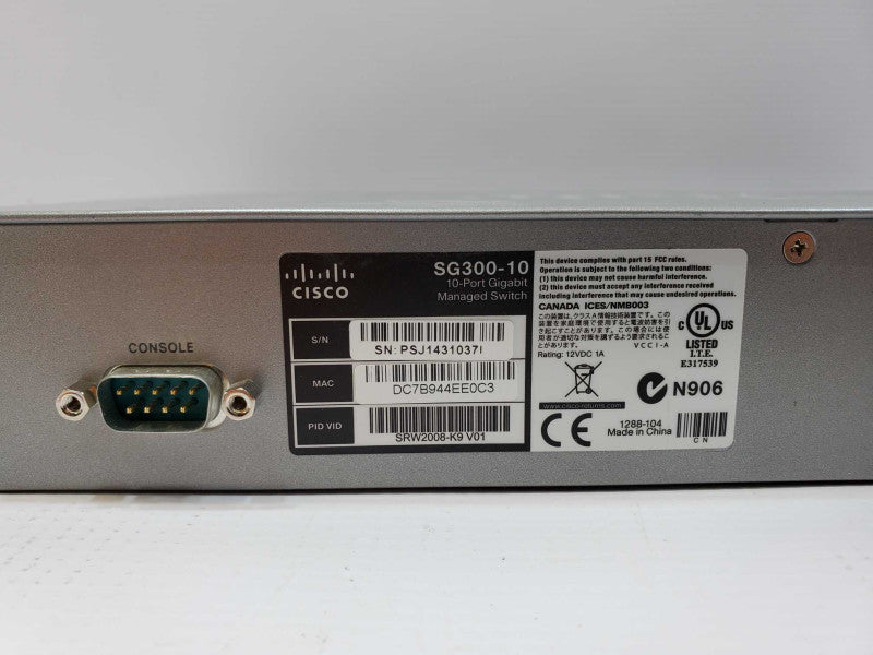 Cisco SG300-10 10-Port Gigabit Managed Network Switch (