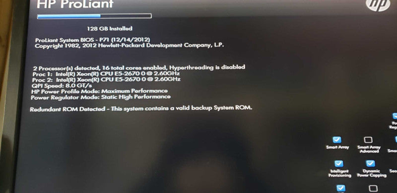 HP proliant DL360p Gen8 2x Xeon E5-2670 @ 2.60ghz / 128gb ram / P420i Ctrl #