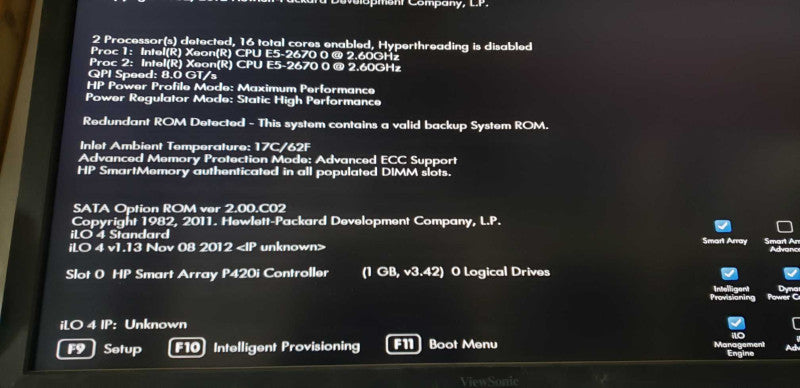 HP proliant DL360p Gen8 2x Xeon E5-2670 @ 2.60ghz / 128gb ram / P420i Ctrl #