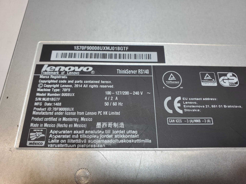 Lenovo ThinkServer RS140, Xeon E3-1225v3 3.2GHz, 8GB RAM, 3TB HDD AS-IS, Read _