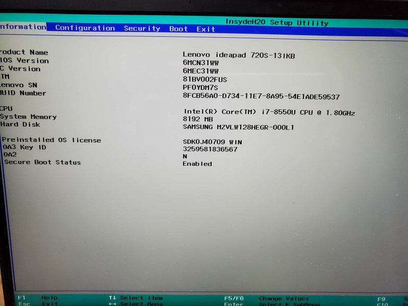 Lenovo IdeaPad 720S 13\\" 2018 FHD 1.8GHz i7-8550U 8GB 128GB SSD )
