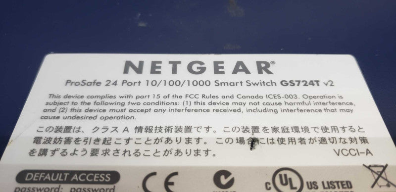 Netgear GS724T V2 24-Port Gigabit Managed Ethernet Smart Switch / DEFAULTED #