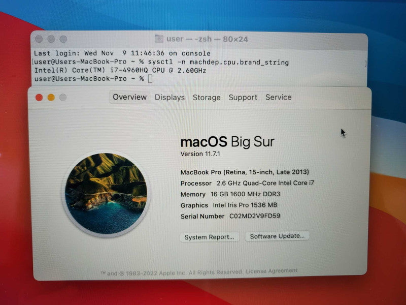 Macbook Pro 2013 15\\" Retina Core i7-4960HQ @ 2.6GHz 16GB Ram 250GB SSD GT 750M *READ* (