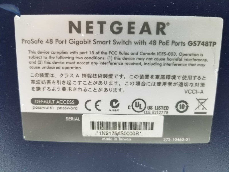 NetGear ProSafe GS748TP 48-PoE Port Gigabit Smart Switch ~