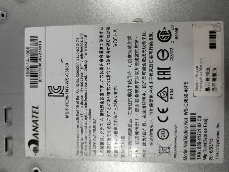Cisco Catalyst WS-C3650-48PS 4x1G Uplink Ports Switch, FACTORY RESET  ~