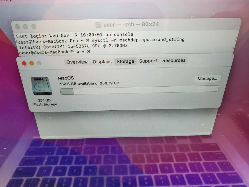 MacBook Pro 2015 13\\" Retina i5-5257U @ 2.7 GHz 8GB Ram 250GB SSD *AS IS* (