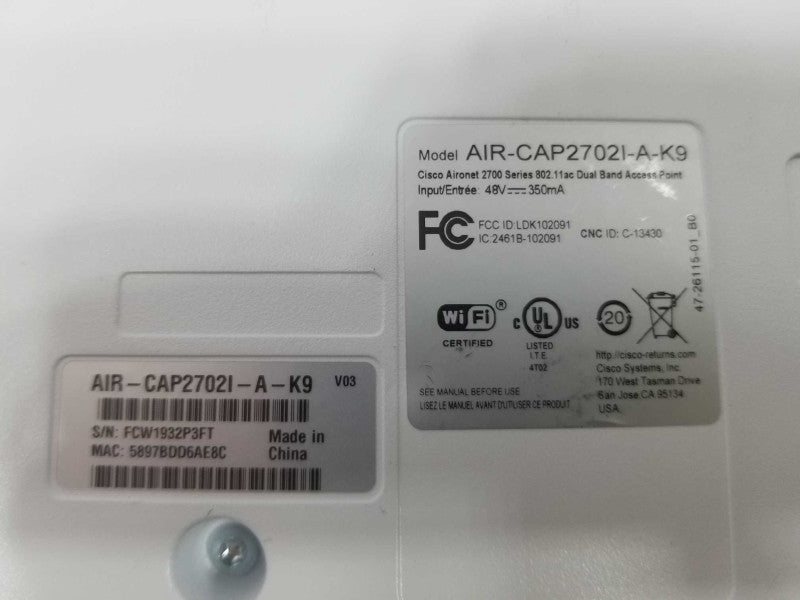 Cisco AIR-CAP2702I-A-K9 Aironet 2700 Wireless Access Point  ~