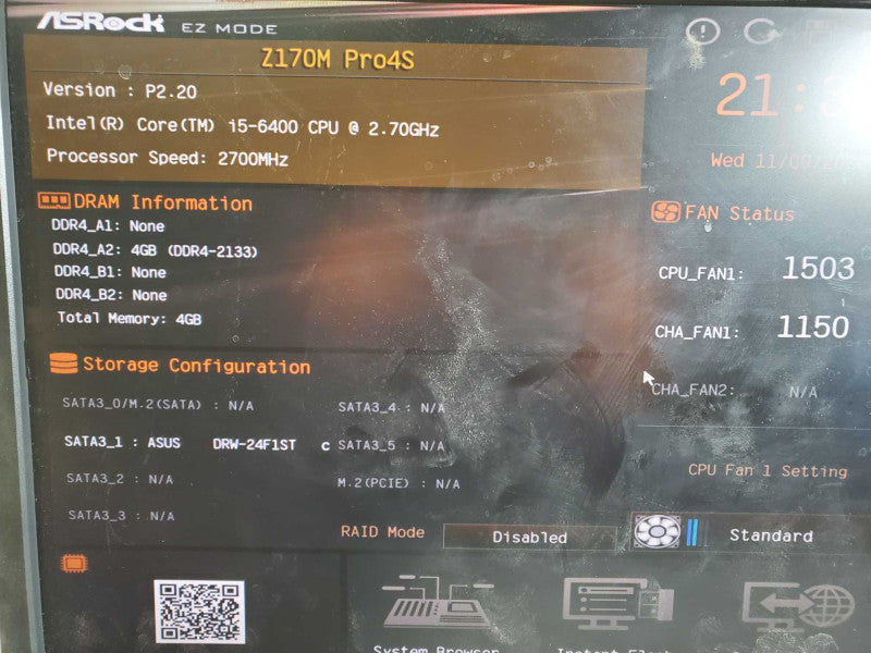 Custom PC ASUS Z170M PRO4S i5-6400 @2.7GHz 4GB DDR4 GT730 No HDD )