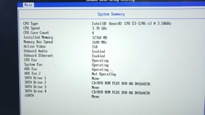Lenovo ThinkStation P300 E3-1246v3@3.5GHz 32GB ECC DDR3 Quadro K600 No HDD [