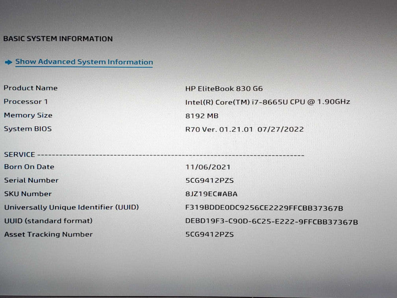 HP EliteBook 830G6, Core i7-8665U 1.9GHz, 8GB DDR4, 250GB SSD, 14\\" _