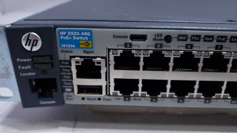 HP 2920-48G 48 Port GBE Switch J9729A Managed PoE+ 370W SFP w/ J9733A Module [