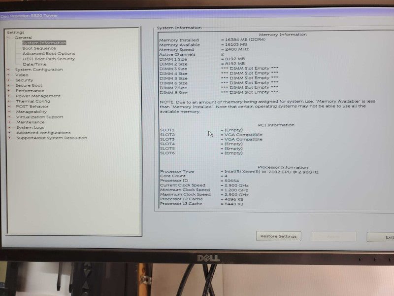 Dell Precision T5820, Xeon W-2102 2.9GHz, 16GB DDR4, 256GB SSD, NVS510 GPU _