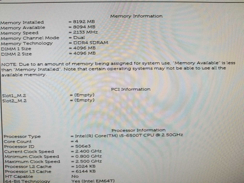 Dell Optiplex 7050 Micro/Tiny i5-6500T 2.5GHz/8GB DDR4, NO HDD/AC Adapter, QTY ~