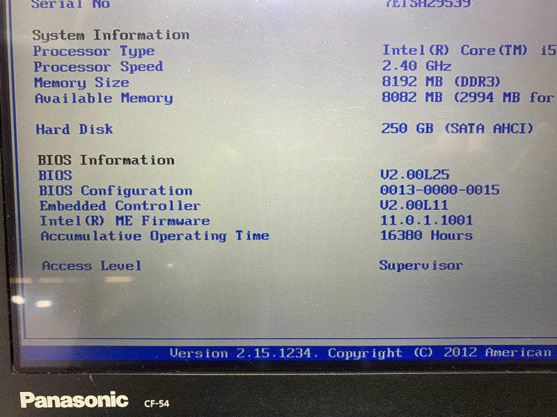 Panasonic ToughBook CF-54 mk2 with i5-6300U CPU 8GB RAM & 256GB SSD READ