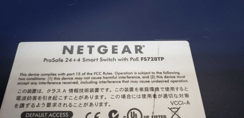 netgear FS728TP 24 Ports POE Rack-Mountable Switch / FACT.RESET #