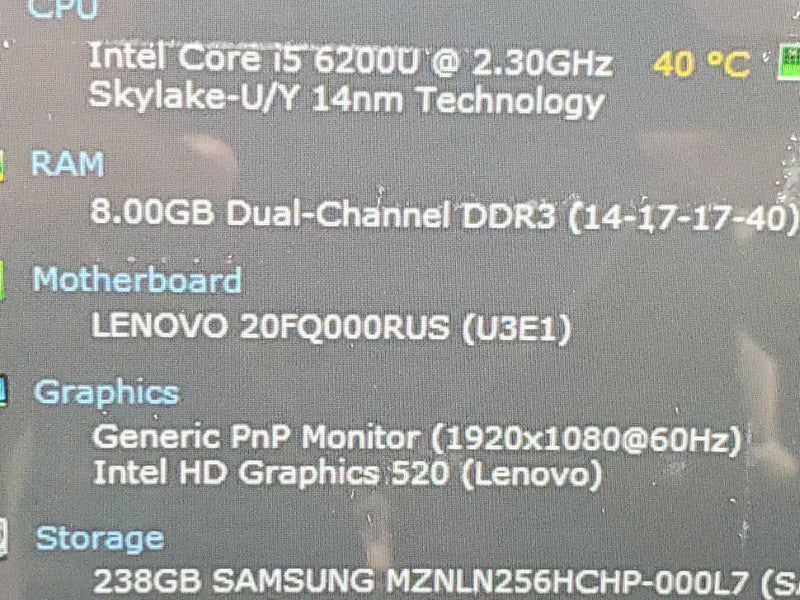 Lenovo ThinkPad X1 Yoga 1st Gen i5-6200U 2.3GHz 8GB DDR3 256GB SSD |