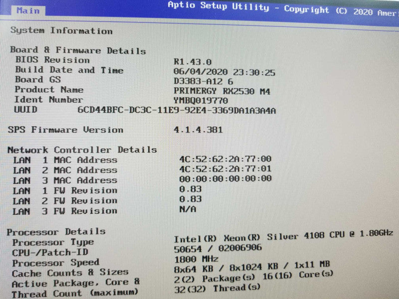 Fujitsu Primergy RX2530 M4, 2x Xeon Silver 4108 1.8GHz/ NO RAM/HDDs/PSUs \\"QTY\\" ~