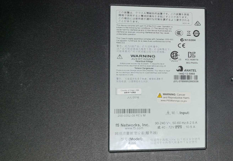 F5 BIG-IP 4000 Series 8-Port 1GE Local Traffic Manager F5-BIG-LTM-4000 2x PSU $