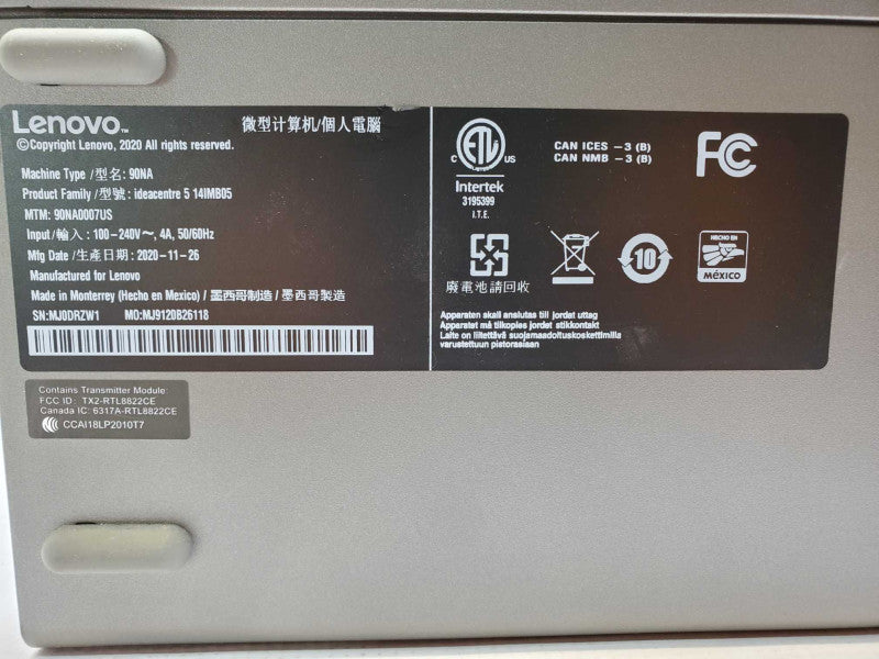 Lenovo IdeaCentre 5 14IMB05 Tower Core i5-10400 @ 2.9 GHz 12GB DDR4 No HDD (