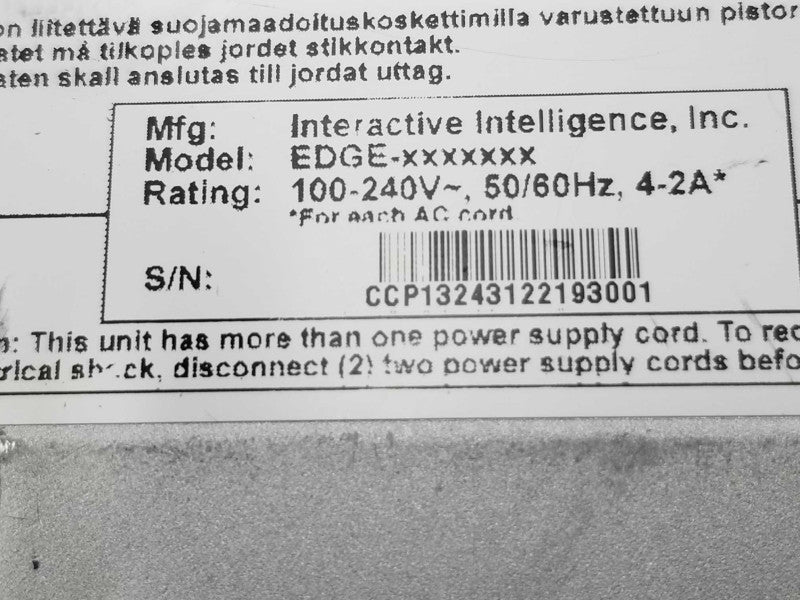 Nemko Interactive Intelligence EDGE-01X0 Multipurpose Appliance Gateway ~