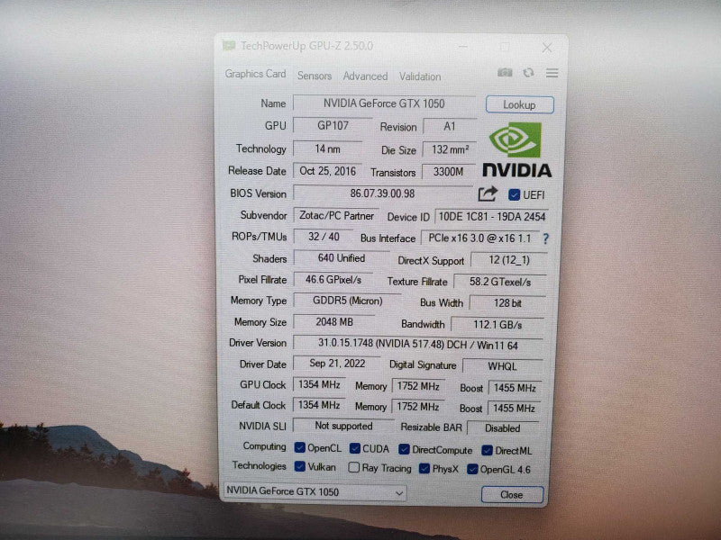 ZOTAC GTX 1050 2GB GDDR5 Graphics Card - GPU (