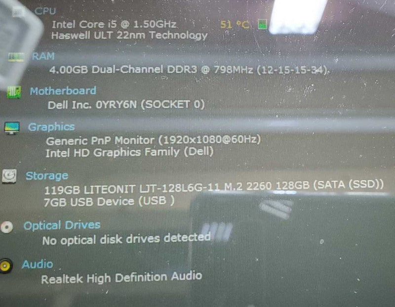 Dell Venue 11 PRO 7130 MS 10.3\\" Core i5-4210Y @ 1.5 GHz 4GB Ram 120GB SSD (