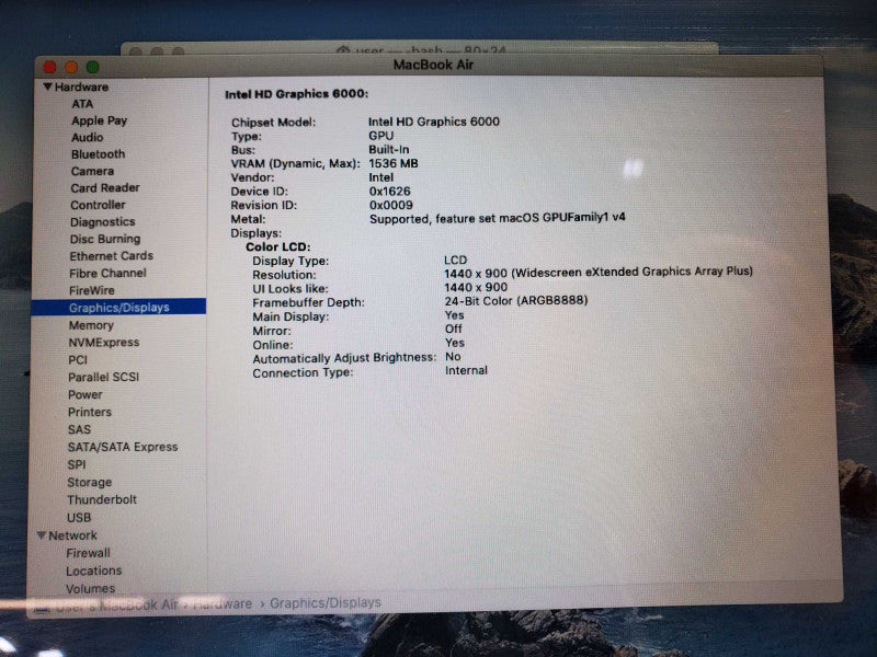 MacBook Air 2015 13\\" Core i5-5250U @ 1.6 GHz 8GB Ram 250GB SSD (