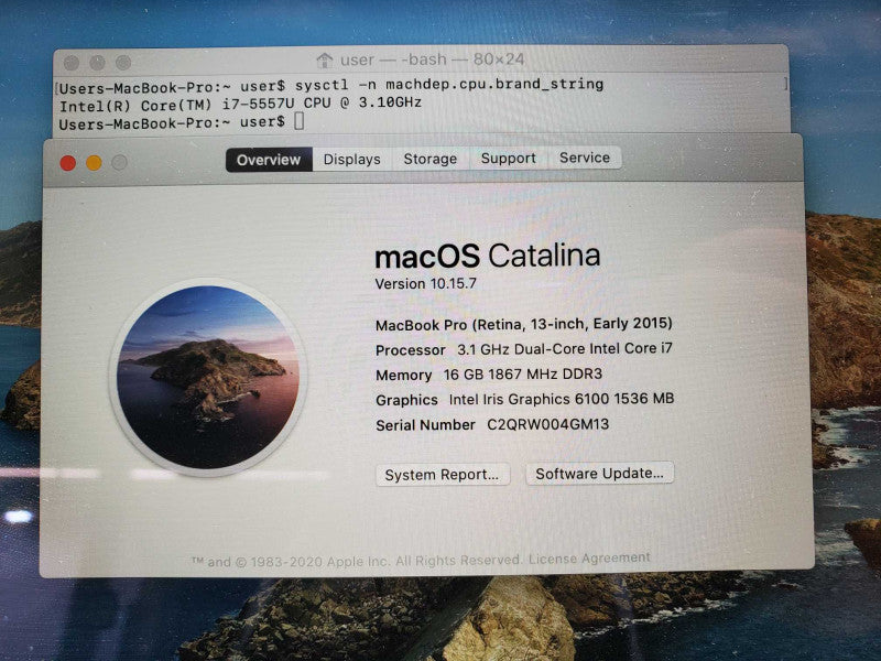 MacBook Pro 2015 13\\" Retina i7-5557U @ 3.1 GHz 16GB Ram 500GB SSD (