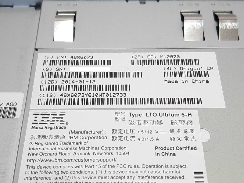 46X6073 IBM LTO-5 SAS Library Tape Drive TS3100 TS3200 46X6073. +