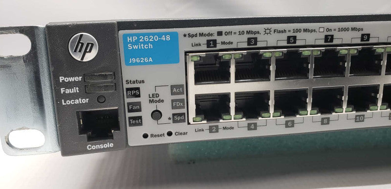 HP J9626A 48 Port Managed Fast Ethernet Switch 2x GbE SFP / fact.reset #