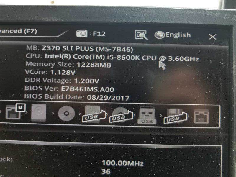 Gaming PC MSI Z370-SLI, I5-8600K 3.6Ghz, 12GB RAM ~