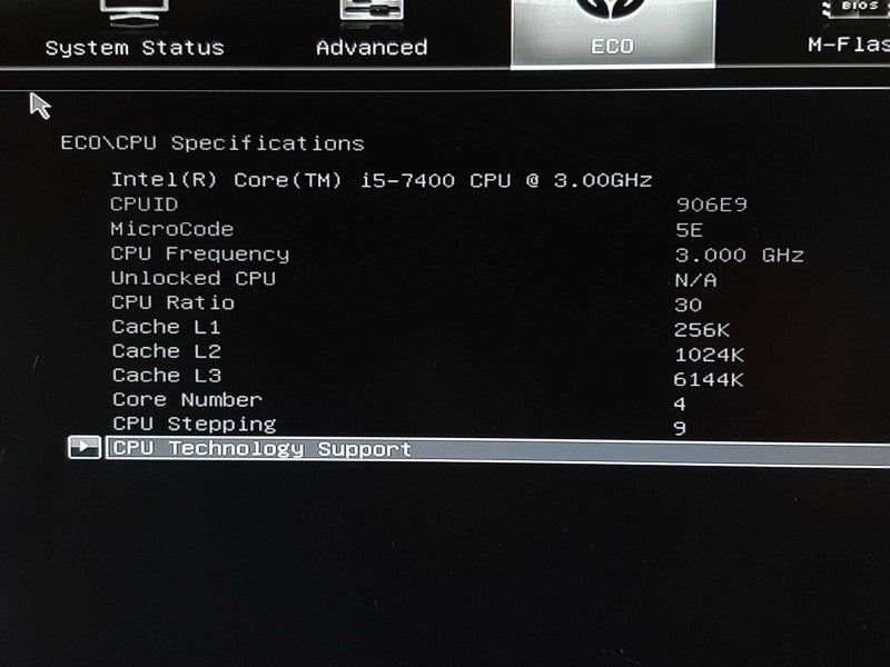 Back Box PC MSI H110M ECO i5-7400 @ 3GHz 4GB RAM - No HDD/Caddie +