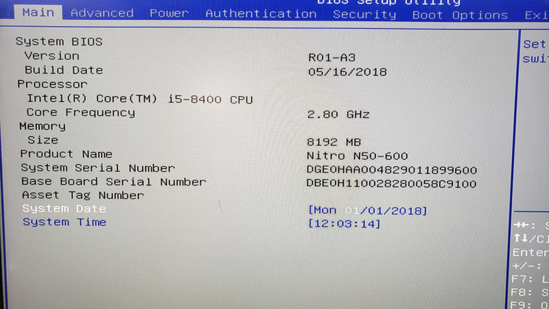Acer Nitro N50-600 i5-8400@2.8GHz 8GB DDR4 1TB HDD [