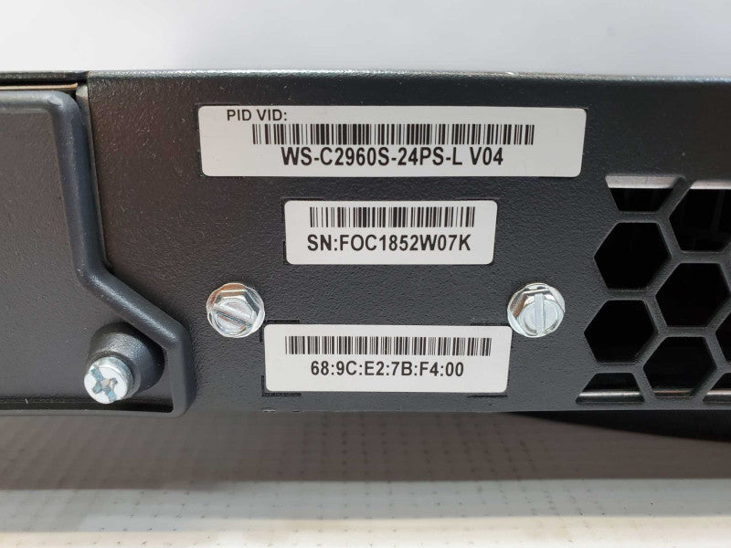 Cisco Catalyst 2960-S Series PoE+ 24-Port Network Switch WS-C2960S-24PS-L (