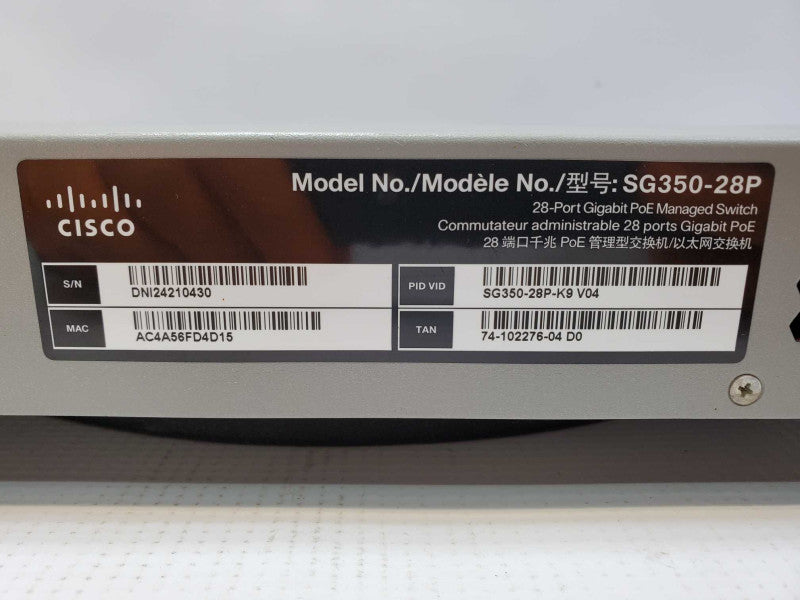 Cisco 350 Series SG350-28P-K9 28-Port Gigabit Managed PoE Ethernet Switch (