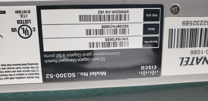 Cisco SG 300-52 gigabit managed switch / factory reset #