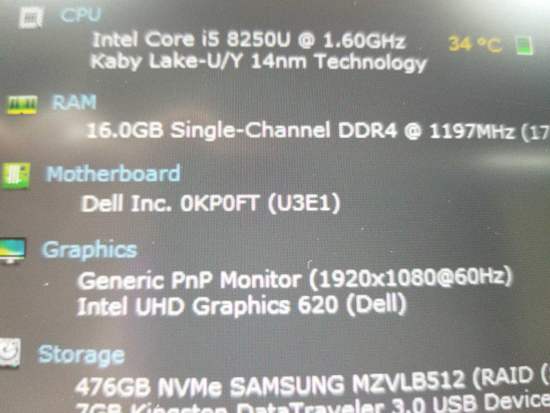 Dell Latitude 7490 i5-8250U 1.6GHz, 16GB RAM, 480GB NVMe SSD ~