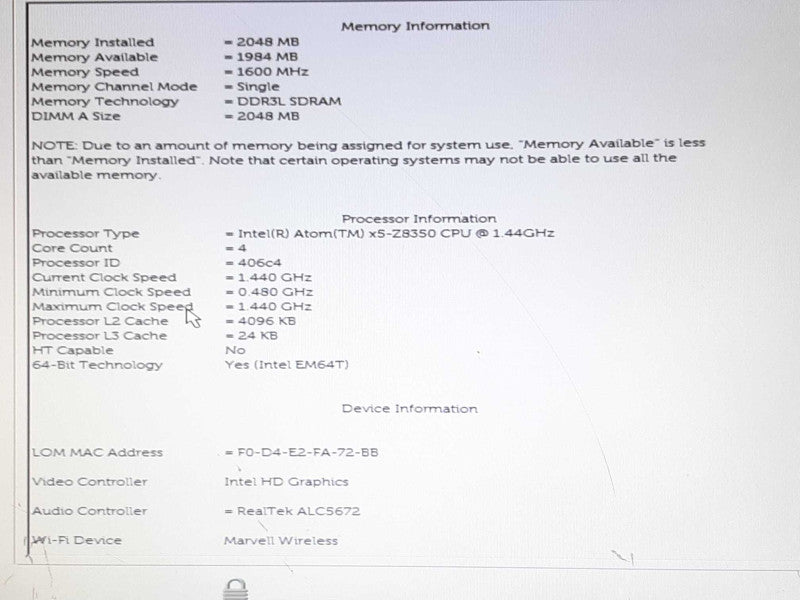 Dell Wyse 3040 N10D Atom X5-Z8350 @1.44GHz 2GB RAM 16 GB Flash +