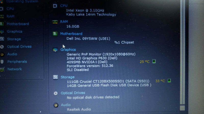 Dell Precision 7520 FHD Laptop - Xeon E3-1535M, 16GB DDR3 RAM, 120GB SSD, M2200 [