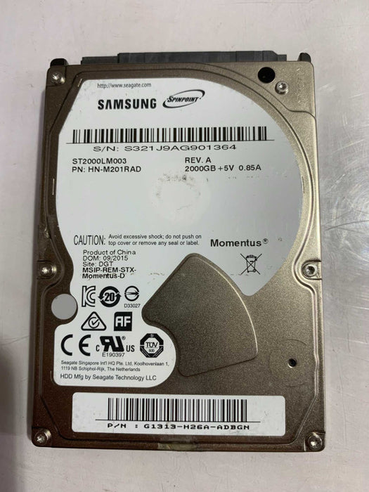 Samsung Momentus 2T 2.5in SATA HardDrive 100% Health  -