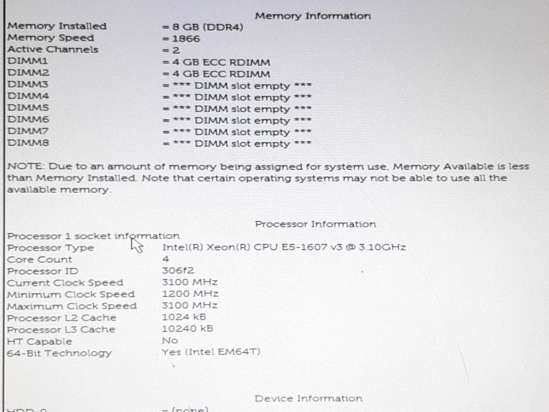 Dell Precision Tower 5810 Xeon E5-1607v3 @ 3.10GHz 8GB RAM  +