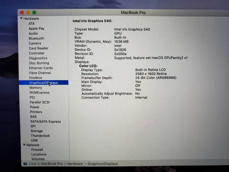 MacBook Pro 2016 13\\" Core i5-6360U @ 2.3 GHz 8GB Ram 250GB SSD *READ* (