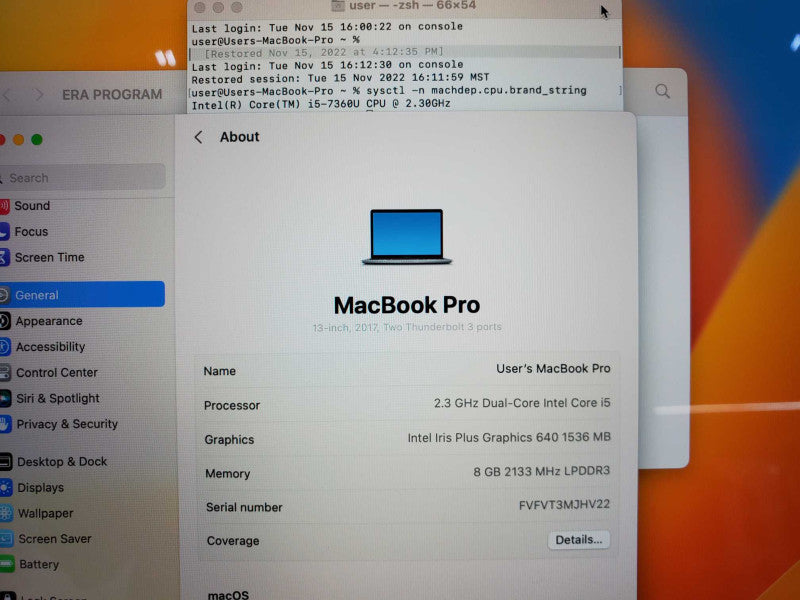 MacBook Pro 2017 13\\" Core i5-7360U @ 2.3 GHz 8GB Ram 250GB SSD *READ* (