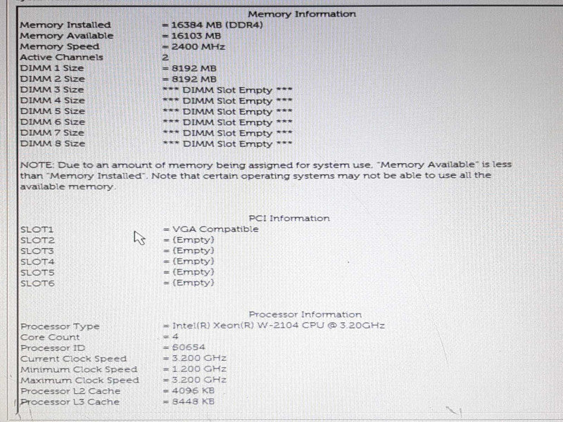 Dell Precision 5820 Xeon W-2104 @ 3.20GHz 16GB RAM - NO HDD/GPU +