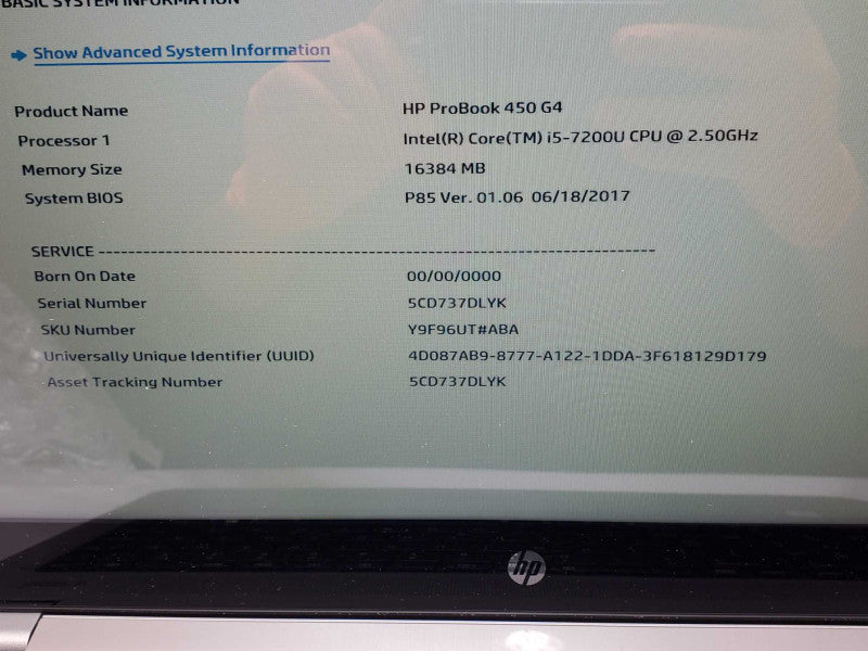 HP ProBook 450G4, Core I5-7200U 2.5GHz, 16GB, 500GB SSD, Touch, 15.6\\" Read _