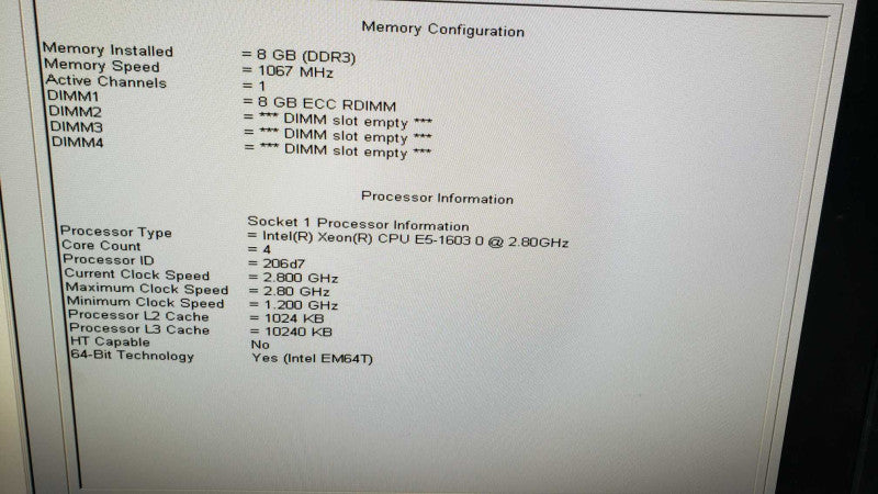 Dell Percision T3600 Xeon E5-1603 @ 2.8GHz 8GB ECC DDR3 QUADRO 600 GPU [