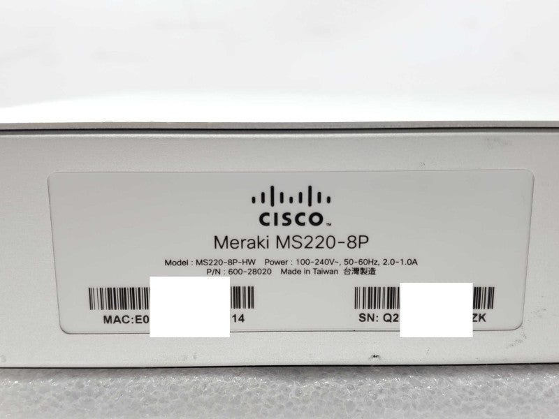 Cisco MerakI MS220-8P-HW 8-Ports Desktop Ethernet Switch - UNCLAIMED _