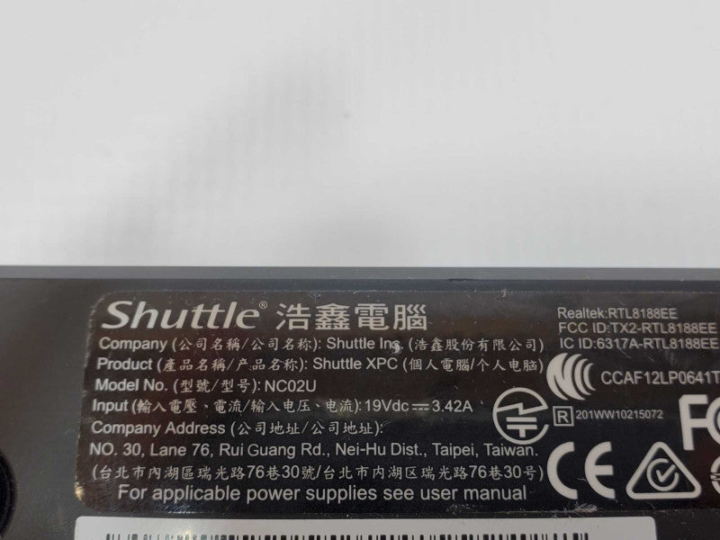 Shuttle XPC Mini PC, Intel Celeron 3855U 1.6GHz, 2GB, No HDD _
